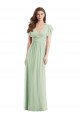 Flutter Sleeves Draped Wrap V-Neck Chiffon Bridesmaid Dress