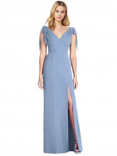 Bow-Shoulder Sleeveless Deep V-Back Mermaid Bridesmaid Dress Canada