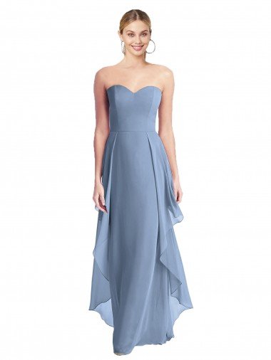 Strapless Chiffon Bridesmaid Dress with Skirt Overlay Canada