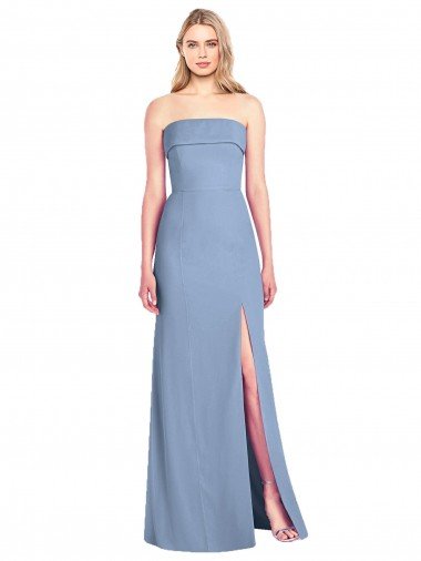 Trumpet Full Length Strapless Chiffon Bridesmaid Dress with Slit Canada