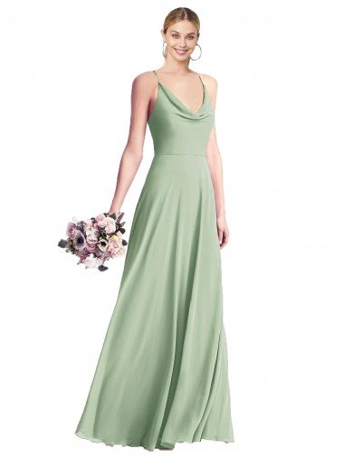 Cowl Neck Criss Cross Back Chiffon Maxi Bridesmaid Dress Canada