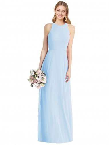 Sleeveless Halter Chiffon Maxi Bridesmaid Dress Canada