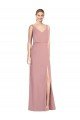 Blouson Bodice Chiffon Bridesmaid Dress with Front Slit