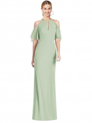 Ruffle Cold-Shoulder Mermaid Chiffon Maxi Bridesmaid Dress Canada
