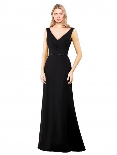 V-Neckline Chiffon Bridesmaid Dress / Prom Dress with Draped Bodice Canada