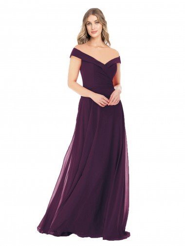 Classic Off the Shoulder Draped Chiffon Bridesmaid Dress Canada