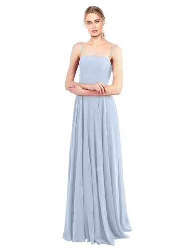 Luxe Chiffon Straight Neckline Long Chiffon Bridesmaid Dress with Skinny Straps Canada