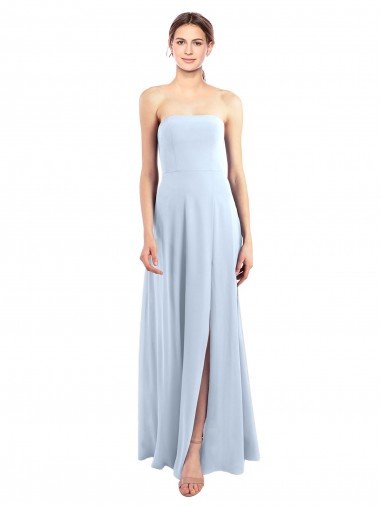 Fitted Strapless Full Length Chiffon Bridesmaid Dress with Front Slit Canada