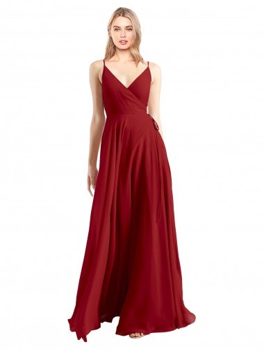 A-Line Spaghetti Straps V-Neckline Chiffon Bridesmaid Dress Open Back Canada