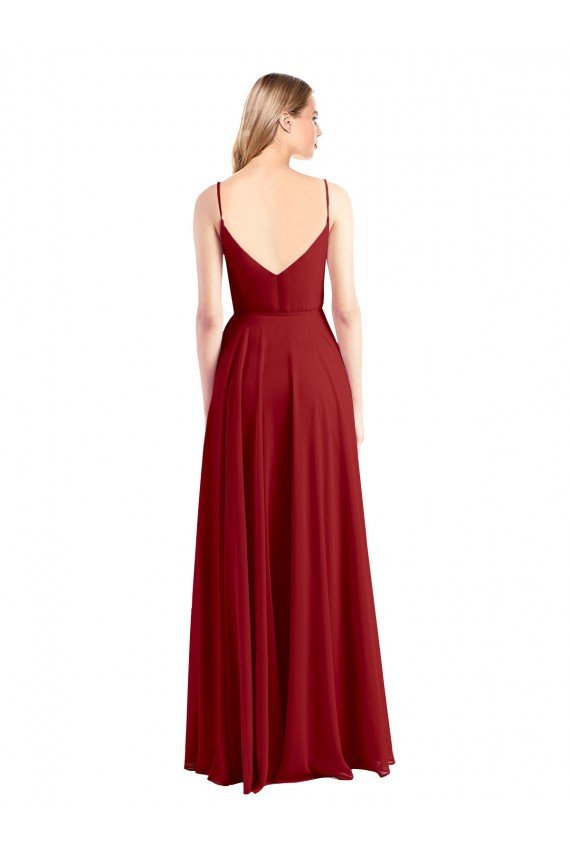 A-Line Spaghetti Straps V-Neckline Chiffon Bridesmaid Dress Open Back