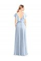 V-Neck A-Line Flutter Sleeves Long Chiffon Wrap Style Bridesmaid Dress