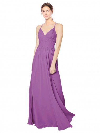 Braided Straps Cross Back Sweetheart Chiffon Bridesmaid Dress Canada
