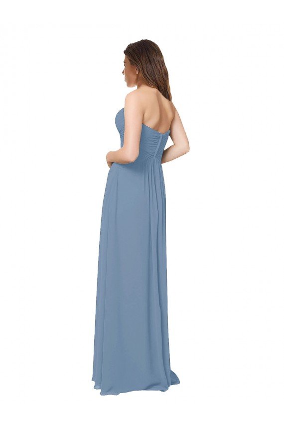 Chiffon A-Line Wraparound Draping Long Bridesmaid Dress