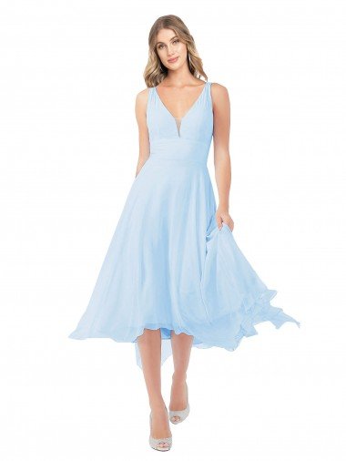 Chiffon Midi Length Keyhole Back Cocktail Bridesmaid Dress Canada