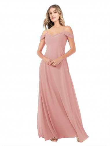 Draped Shoulder Sash Back Chiffon Bridesmaid Dress Canada