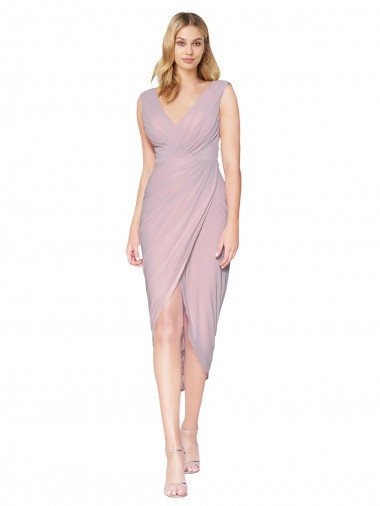 Cocktail Length High Low Mermaid Chiffon Wrapped Bridesmaid Dress / Formal Prom Dress Canada