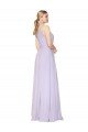 High Neck Halter Shirred Chiffon Bridesmaid Dress / Formal Prom Dress
