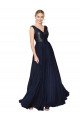 High Neck V-Neck Long Chiffon Bridesmaid Dress / Prom Dress with Sequin Top