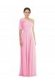 Bow One Shoulder Flounce Sleeve Maxi Bridesmaid Dress