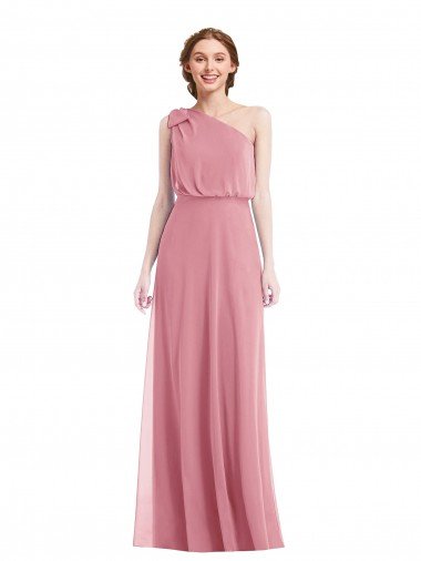 One Shoulder Bow Blouson Bodice Maxi Bridesmaid Dress Canada