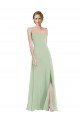Scoop Neck Tie Strap Maxi Bridesmaid Dress with Front Slit
