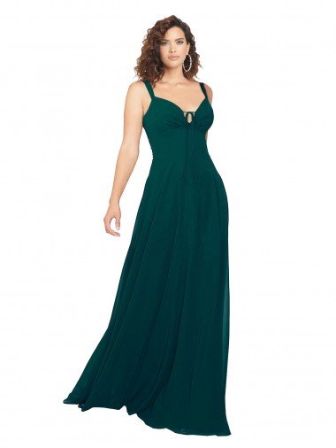 Tied Bodice Sweetheart V-Neck Chiffon Bridesmaid Dress Canada