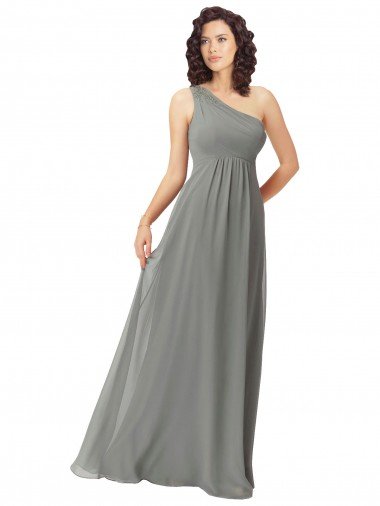 Embroidered One Shoulder Chiffon Bridesmaid Dress Canada