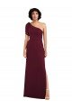 One Shoulder Chiffon Formal Bridesmaid Dress with Skirt Slit and Accent Strap