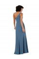 One Shoulder Chiffon Formal Bridesmaid Dress with Skirt Slit and Accent Strap