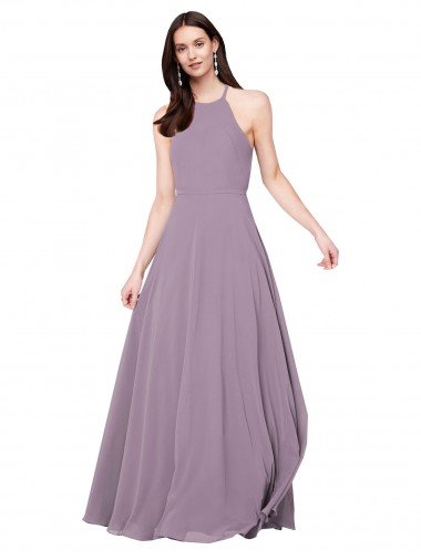Floor Length Long Chiffon Bridesmaid Dress with Double Bow Feature Canada