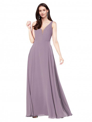 Long Chiffon Formal Bridesmaid Dress with Open Back Canada