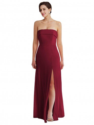 Cuffed Strapless Maxi Formal Bridesmaid Dress with Front Slit Canada