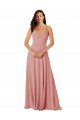 Twist-Knot V-Neck Long Chiffon Bridesmaid Dress with Pockets