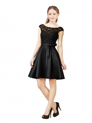 Lace and Satin Cocktail Bridesmaid Dress with V-Back Canada