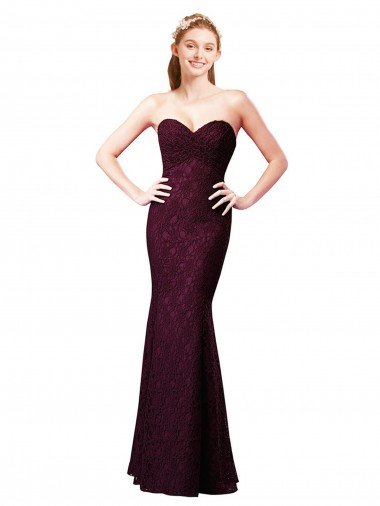 Fitted Long Lace Bridesmaid Dress with Sweetheart Neckline Canada