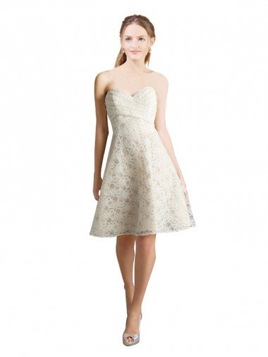 Lace Bridesmaid Dress / Cocktail Dress with Draped Sweetheart Neckline Canada