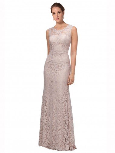 Long Sleeveless All Lace Bridesmaid Dress / Prom Dress with Scoop Neckline Canada