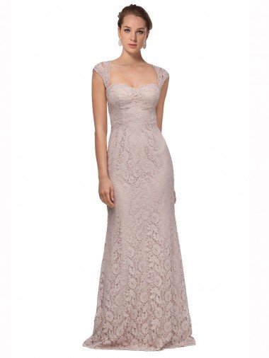 Sweetheart Neckline Cap Sleeves Lace Bridesmaid Dress / Prom Dress with Twist Canada