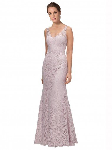 Lace V-Neckline Long Full Length Bridesmaid Dress / Prom Dress Canada