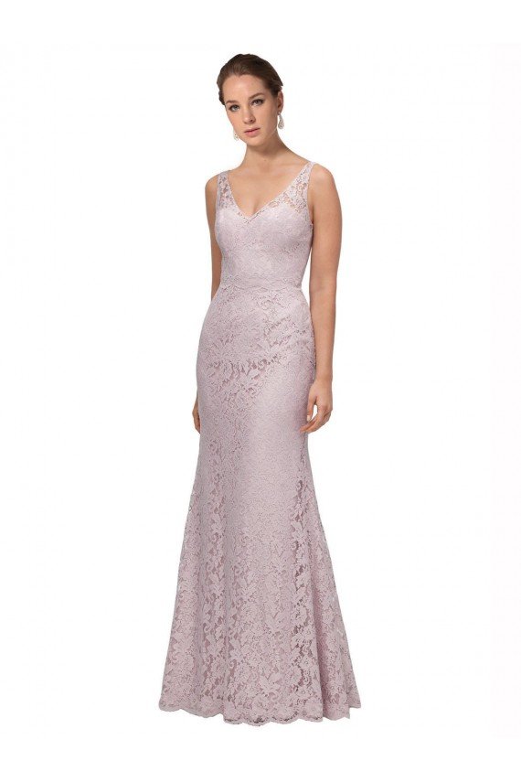 Lace V-Neckline Long Full Length Bridesmaid Dress / Prom Dress