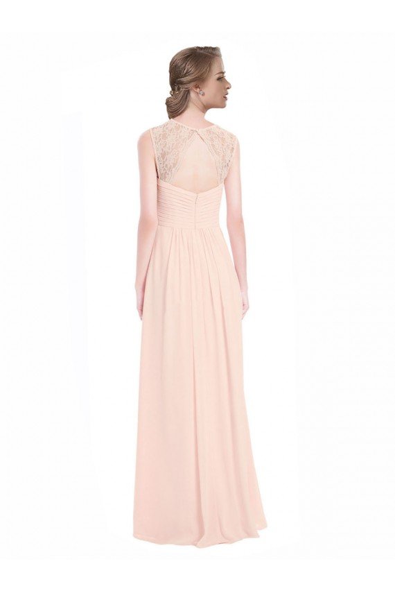 Sweetheart Chiffon Bridesmaid Dress with Lace Straps and Keyhole Back