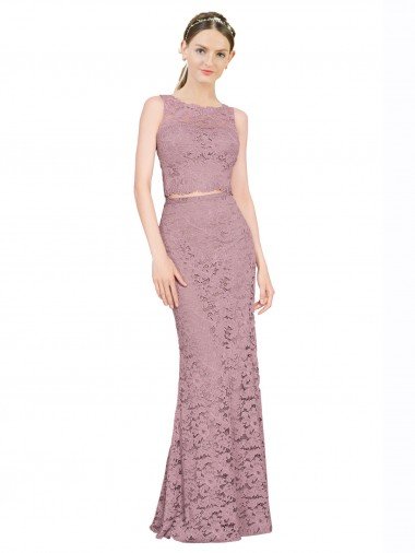 Sleeveless Crop Top High Neck Mermaid Lace Bridesmaid Dress / Prom Dress Canada