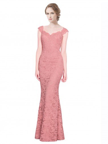 Sweetheart Mermaid Long Lace Bridesmaid Dress / Prom Dress with Wide Straps Canada