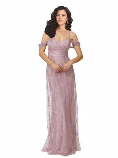 Sweetheart Chantilly Lace Bridesmaid Dress with Off the Shoulder Sleeves Canada