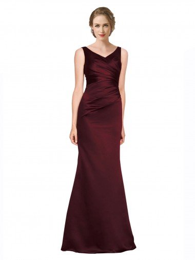 Figure Shaping Formal Satin Bridesmaid Dress / Prom Dress with Structured Pleats Canada