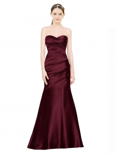 Mermaid Sweetheart Soft Formal Satin Bridesmaid Dress / Prom Dress with Pleats Canada