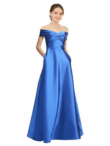 Sleeveless Off the Shoulder Ball Gown Formal Satin Bridesmaid Dress / Prom Dress Canada