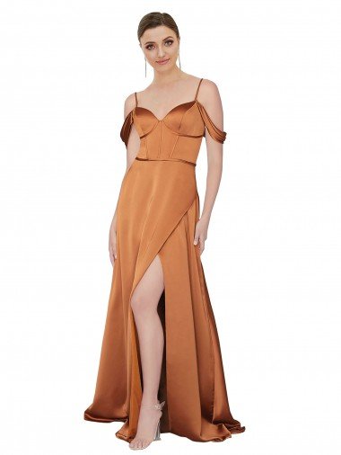 Formal Silky Satin Bridesmaid Dress / Prom Dress with Bustier Bodice Canada