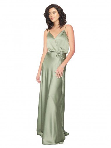 Formal Silky Satin Bridesmaid Dress with Tied Waist Canada