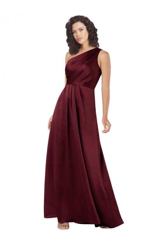 One Shoulder Formal Silky Satin Bridesmaid Dress / Prom Dress with Subtle Pleats